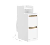 SoBuy Commodine chevet avec 2 tiroirs, charge USB et LED, blanc, 22x34x60.5 cm,