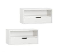 SoBuy Commodine suspendue avec 2 rangements blanc 45x25x22 cm NKD03-WX2