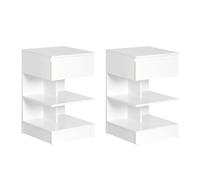 SoBuy Comodino 1 tiroir 2 étagères Blanc 39x39x65 cm FBT49-WX2