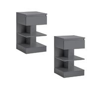 SoBuy Comodino 1 tiroir 2 étagères gris foncé 39x39x65 cm FBT49-HGX2