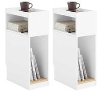 SoBuy Comodino Lot de 2 Table de Chevet Étroite Blanc 20x35x60 cm FBT171-WNx2