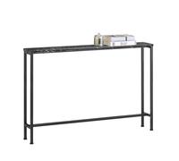 SoBuy Console entrée Effet marbre 120x20x80cm pour entrée | Meuble couloir style industriel, plateau effet marbre noir, pieds métal, charge 50kg, design moderne FSB19-XL-SCH