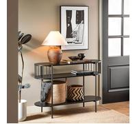 SoBuy Console entrée industrielle bois métal 3 niveaux, meuble couloir grande capacité, noir 110x39x76 cm