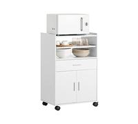 SoBuy Desserte Cuisine à roulettes avec Tablette Extensible 59×40×92 cm | Petit Meuble de Rangement pour Micro-Ondes, Meuble de Cuisine, Idéal pour la Salle à Manger ou le Bureau, en PB/MDF, FSB09-W
