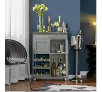 SoBuy Meuble de cuisine à roulettes FKW45-HG – Plan de travail, tiroirs & range-bouteilles, gris