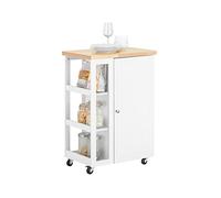 SoBuy Desserte de cuisine FKW75-WN – roulettes, étagère latérale, porte unique – Blanc 60x92x45 cm