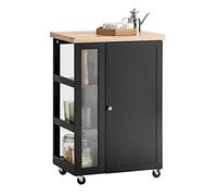 SoBuy Desserte Cuisine à roulettes, étagère réversible, 60 × 40 × 89 cm | Meuble rangement cuisine avec placard, 2 tablettes réglables sur 6 positions, MDF, cuisine/salle à manger/bureau, FKW75-SCH
