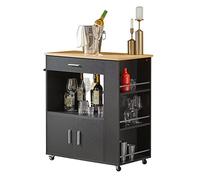 SoBuy Desserte Cuisine à roulettes Meuble Cuisine Rangement Desserte de Cuisine Plan de Travail Cuisine Buffet Cuisine Petit Meuble de Rangement Noir 75x46x83 cm FKW113-SCH