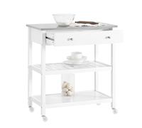 SoBuy Desserte Cuisine, Plateau INOX & 4 roulettes (2 freinées), 81×90×45cm