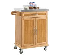 SoBuy Desserte de Cuisine à roulettes, 66x92x46 cm, Petits espaces | Meuble de Rangement de Cuisine avec plateau inox, étagère réglable, roulettes flexibles, MDF/PB, cuisine/extérieur, FKW13-N