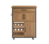 SoBuy Desserte de Cuisine à Roulettes avec Plan de Travail et Tiroirs Marron Vintage