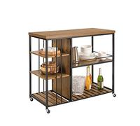 SoBuy Desserte de Cuisine à roulettes, Étagère de Cuisine, Chariot de Service Meuble de Rangement Style Industriel, Cadre en Acier Stable - 110 x 45 x 92 cm, SVW18-II-F