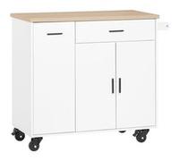 Desserte de Cuisine - SoBuy FKW126-WN - îlot de Cuisineavec 2 Tiroirs, 2 Portes