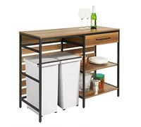 SoBuy Desserte de Cuisine Autoportante, tiroir & 2 étagères, 120x90x45cm | Armoire Vintage, espace pour poubelle, charge 75 kg, PB/métal, cuisine & salle à manger & extérieur, FSB71-PF