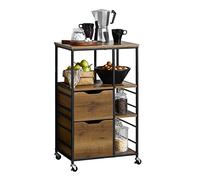 SoBuy Desserte de cuisine FKW111-PF à roulettes, style industriel en bois et métal noir 89x53x37cm