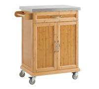 SoBuy Desserte de Cuisine Roulante avec Plateau Inox et Rangement en Bambou