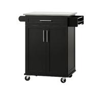 SoBuy Desserte Cuisine à roulettes Meuble Cuisine Rangement Meuble Bas Cuisine Petit Meuble de Rangement Cuisine avec Plan de Travail 80×90×46 cm Noir FKW110-SCH
