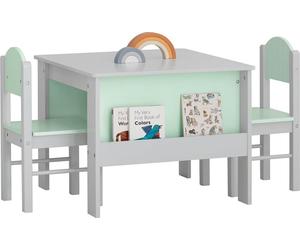 SoBuy Ensemble de bureau pour enfant, table pour enfant et 2 chaises, ensemble de bureau pour enfant avec 2 chaises, bureau pour enfant avec 2 bibliothèques latérales