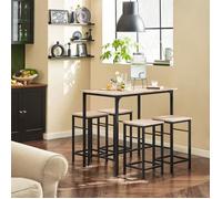 SoBuy Ensemble Table de Bar Mange-Debout avec 4 Tabourets Compact Rangement Facile Cuisine Salon Balcon Style Naturel 100x60x87cm