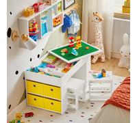 SoBuy ensemble table et 2 chaises enfant table d'activité enfant Blanc Moderne KMB75-W