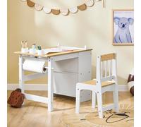 SoBuy ensemble table et chaise enfant avec étagères intégrées Blanc Meuble de rangement avec tablette réglable KMB60-WN