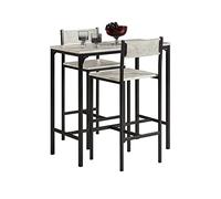 SoBuy Ensemble Table Haute de Cuisine 87 cm avec 2 tabourets de Bar - Meuble Bar Compact Mange Debout pour Petit Espace, Balcon, Salon ou Cuisine - Style Industriel Bois et métal OGT03-HG