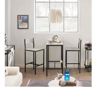 SoBuy Ensemble Table Haute de Cuisine 87cm avec 2 Tabourets de Bar Mange Debout Compact Bois & Métal, Style Industriel Gain de