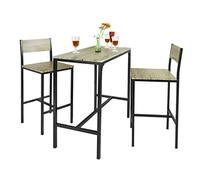 SoBuy Ensemble Table Haute de Cuisine, Compact & Industriel, 89x87x45cm | Meuble Bar Compact, charge table 50 kg/chaise 120 kg, facile à nettoyer, MDF/métal, cuisine & balcon & salon, OGT03-N
