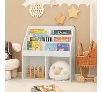 SoBuy Étagère à livres Étagère de rangement Étagère à jouets pour enfants avec 3 compartiments de rangement et 2 compartiments ouverts - Blanc