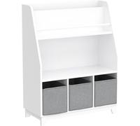 SoBuy Étagère à livres pour enfants, Étagère pour enfants avec compartiments de rangement et 3 compartiments, Étagère à jouets, Étagère pour enfants Organisation des jouets, Blanc