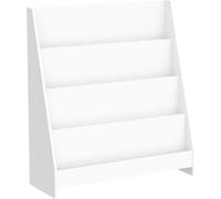 SoBuy Étagère à livres pour enfants, Étagère pour enfants, Étagère à journaux avec 4 compartiments de rangement, Étagère pour enfants, Étagère à livres, Étagère à compartiments suspendue, blanc, 80 x 