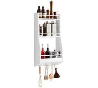 SoBuy Étagère à épices KCR12-W murale à suspendre 3 crochets 38x17x75 cm Blanc