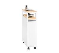 SoBuy Étagère de Niche à roulettes NSR11-WN en Bois Meuble Rangement Cuisine Salle de Bain Chariot Placard Alcôve Chariot de Service