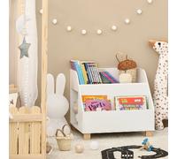 SoBuy KMB54-W Étagère pour enfants avec 3 compartiments Étagère à jouets Étagère à livres Étagère de rangement pour enfants Étagère sur pied blanche LHT env. : 60x53x48cm
