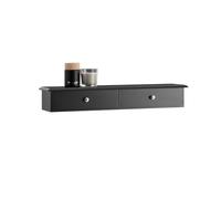 SoBuy Etagere Murale avec 2 Tiroirs - Étagère Flottante Moderne pour Entrée, Salon, Cuisine & Chambre - Noir 64x15x10cm FRG43-SCH