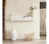 SoBuy Étagère Murale Flottante 3 Tiroirs MDF Blanc pour Entrée Salon Cuisine Chambre 94x15x10 cm