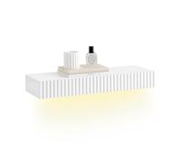 SoBuy Étagère Murale Flottante avec tiroir et LED détecteur | Éclairage LED à détecteur de mouvement, rangement pour chambre entrée et salon, Blanc FHK38-W