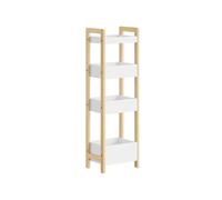 SoBuy Étagère rangement 4 niveaux blanc bambou 28x20x90 cm FRG226-H-WN
