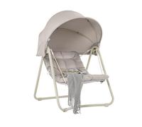 SoBuy Fauteuil à Bascule Fauteuil Relax avec Parasol Ajustable pour Jardin et Balcon Hamac et Balancelle de Jardin Chaise Longue Eexterieur Beige 108x126x163 cm OGS62-MI