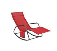 SoBuy OGS47-R Chaise à bascule de jardin Chaise longue avec poche latérale Chaise longue de jardin Chaise longue de relaxation Chaise longue basculante Rouge jusqu'à 120 kg LHT env : 145x84x57cm