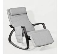 SoBuy Fauteuil à Bascule Relax avec Repose-Pieds et Appui-Tête Réglables, Gris