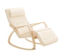 SoBuy Fauteuil a Bascule, Relax Rocking Chair, Chaise a Bascule avec Repose-Pieds et Appui-tête réglables, Beige FST16-W
