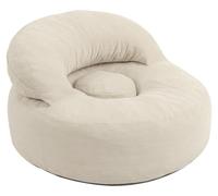 SoBuy Fauteuil Poire Beige avec Pouf, Dossier en U, Rembourré, pour Salon et Lecture Assise circulaire principale FST100-MI