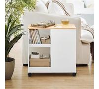 SoBuy Meuble Imprimante Mobile avec roulettes - Support d’Imprimante & Caisson Bureau avec Tiroirs et Rangement, Table d’appoint Bureau L60xP30xH60 cm, FBT130-WN