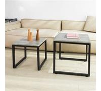 SoBuy FBT42-HG Tables Basses Gigognes - Set de 2 - Lot de 2 Tables d'Appoint Empilables Tables Carrée Table Basse (Effet Béton)