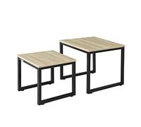 SoBuy FBT42-N Tables Basses Gigognes - Set de 2 - Lot de 2 Tables d'Appoint Empilables Tables Carrée Table Basse (Effet Bois)