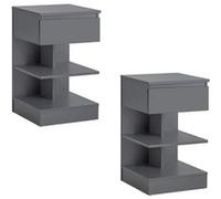 SoBuy Comodino 1 tiroir 2 étagères gris foncé 39x39x65 cm FBT49-HGX2