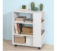 SoBuy Meuble Imprimante à roulettes Support Imprimante avec 6 Compartiments Petit Meuble de Rangement Bureau Blanc 60x35x75cm FBT68-W
