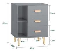 FBT95-HG Table d'Appoint Bout de Canapé Table de Chevet Table de Nuit avec 3 tiroirs