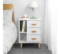 SoBuy FBT95-W Table d’Appoint avec 3 tiroirs